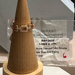 BP Linked in Love Rose Gold Plated Diamond CZ Ring RBP5659 Size 6